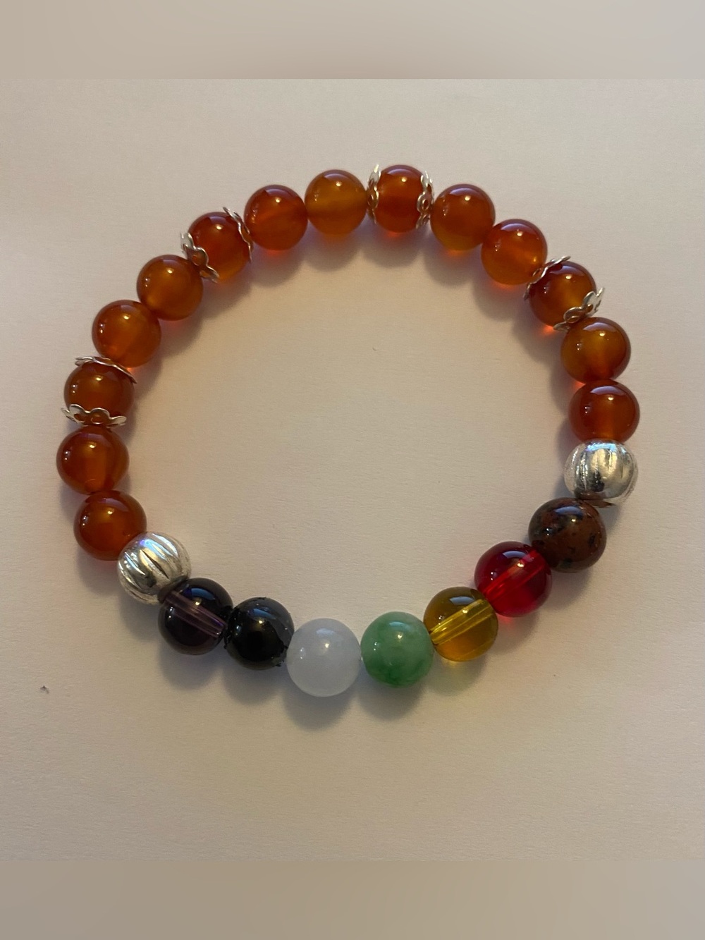 Handmade Chakra & Carnelian Stretch Bracelet